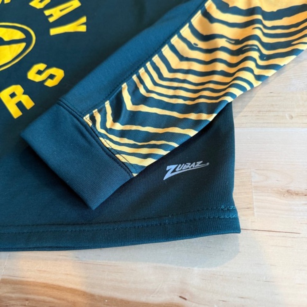 Zubaz Green Bay Packers Womens Long Sleeve Tiger Stripe Sleeve Crop Top L - Picture 4 of 5